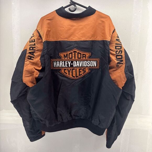 Harley-Davidson Jacket 2XL Black Orange Bar Shield Racing Bomber 97068-00V VTG - Picture 3 of 9